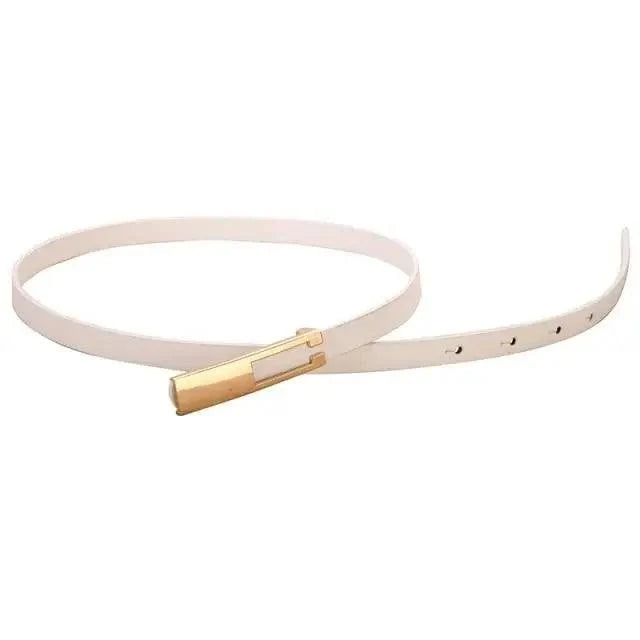 Elegant Leather Adjustable Thin Belt For Women Unique Black Design Ladies Belt High Quality Charming Waistbands For Dress