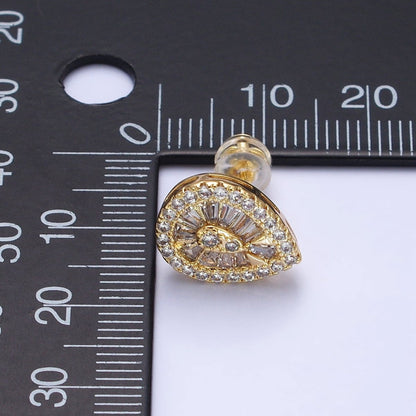 Elegant Luxury Gold Teardrop Stud Earring Cubic Zirconia Stone Tear Drop Stud AB446 AB776