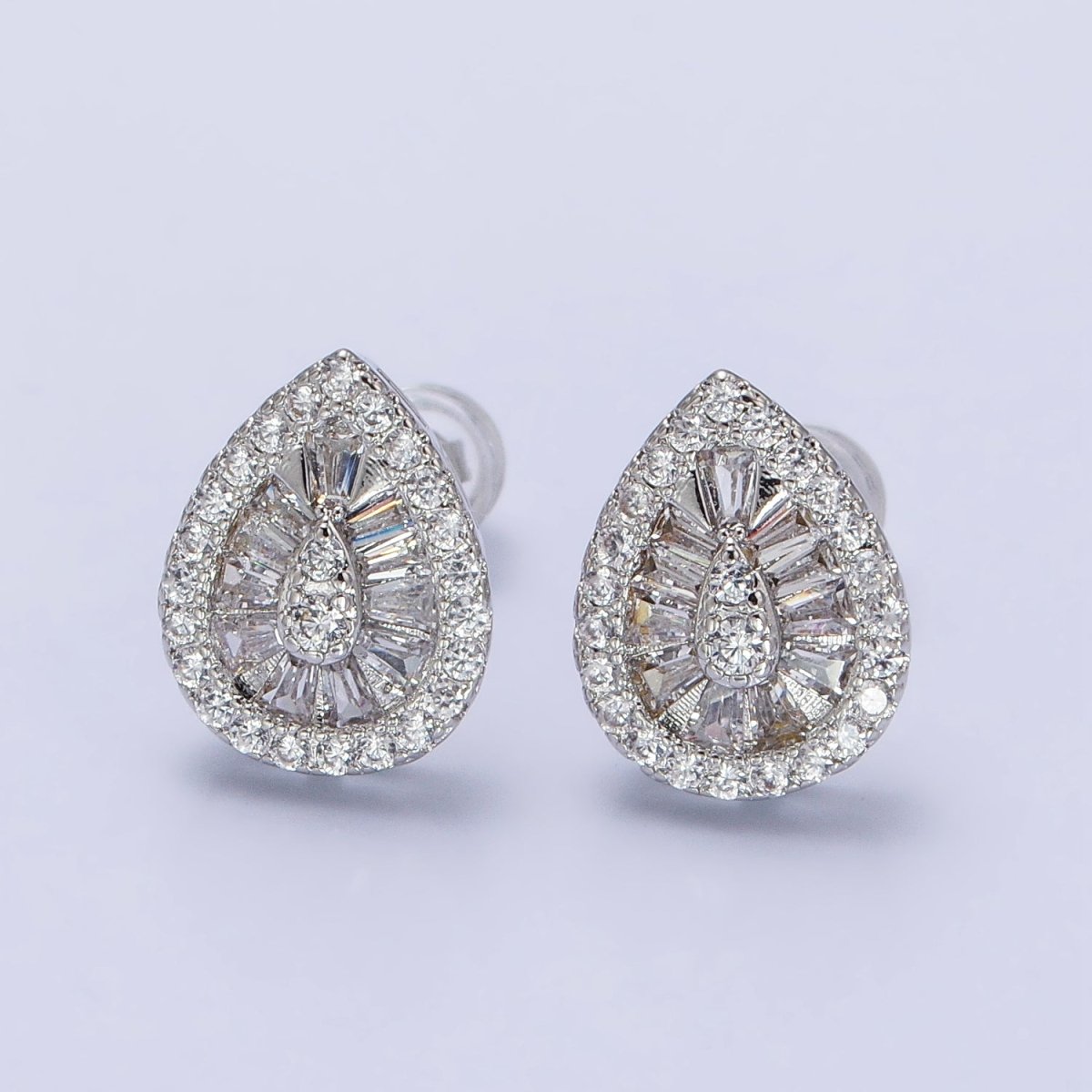 Elegant Luxury Gold Teardrop Stud Earring Cubic Zirconia Stone Tear Drop Stud AB446 AB776