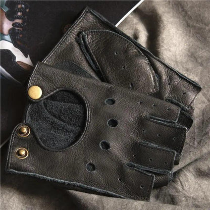 Elegant Men Leather Fingerless Gloves Yellow Cool Stylish Design Comfortable Gloves For Men