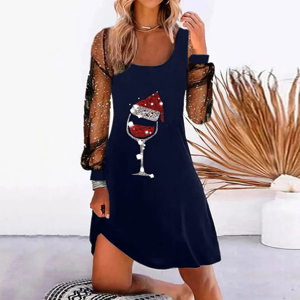 Elegant Mesh Sleeve Mini Dresses