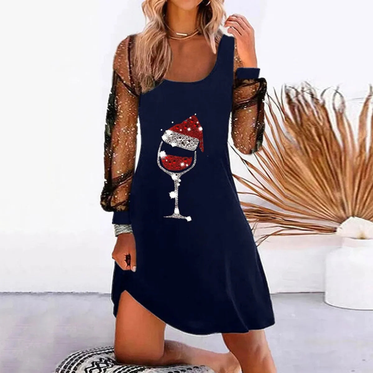 Elegant Mesh Sleeve Mini Dresses