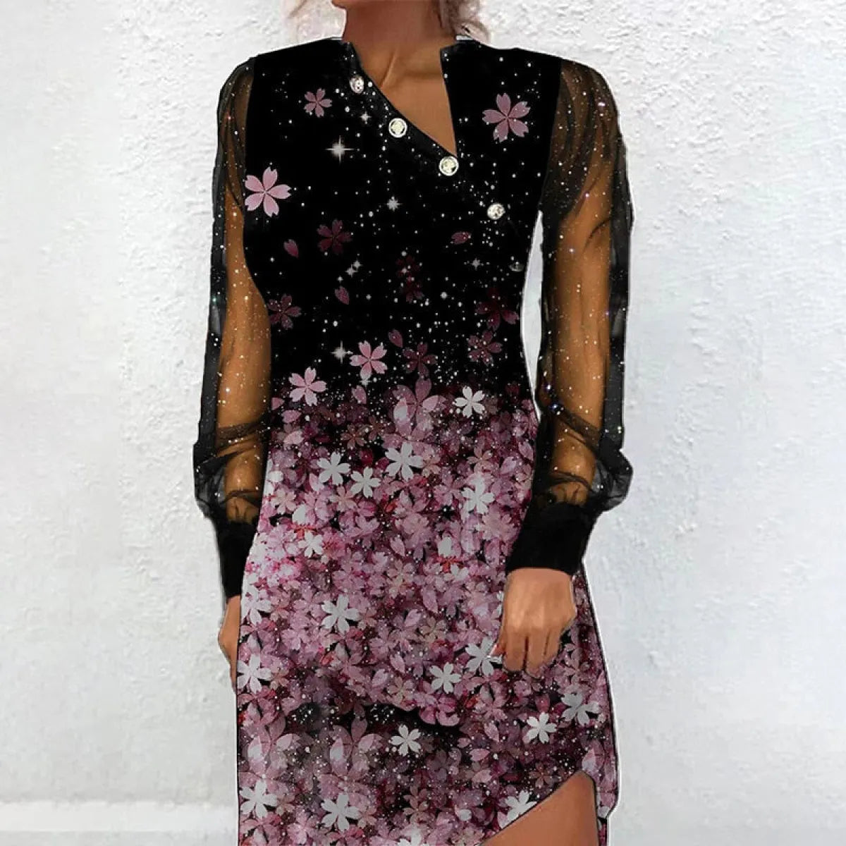 Elegant Mesh Sleeve Mini Dresses