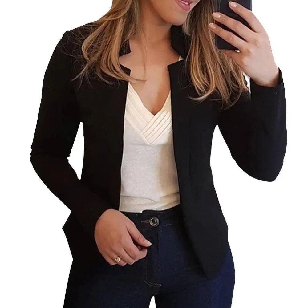 Elegant Women Blazer Thin Long Sleeve Blazer Solid Color Office Lady Suit Coat Fashionable Women Basic Coats