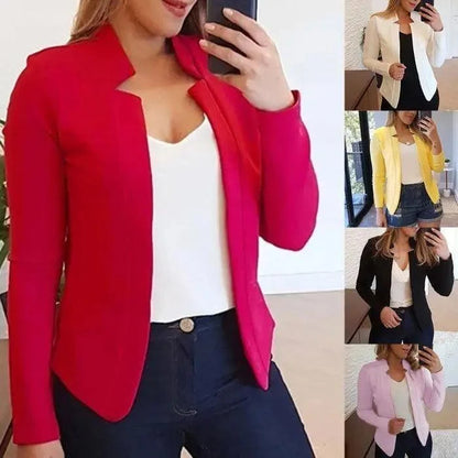 Elegant Women Blazer Thin Long Sleeve Blazer Solid Color Office Lady Suit Coat Fashionable Women Basic Coats