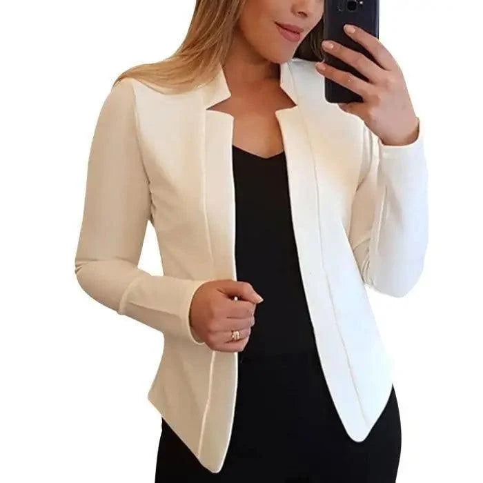 Elegant Women Blazer Thin Long Sleeve Blazer Solid Color Office Lady Suit Coat Fashionable Women Basic Coats