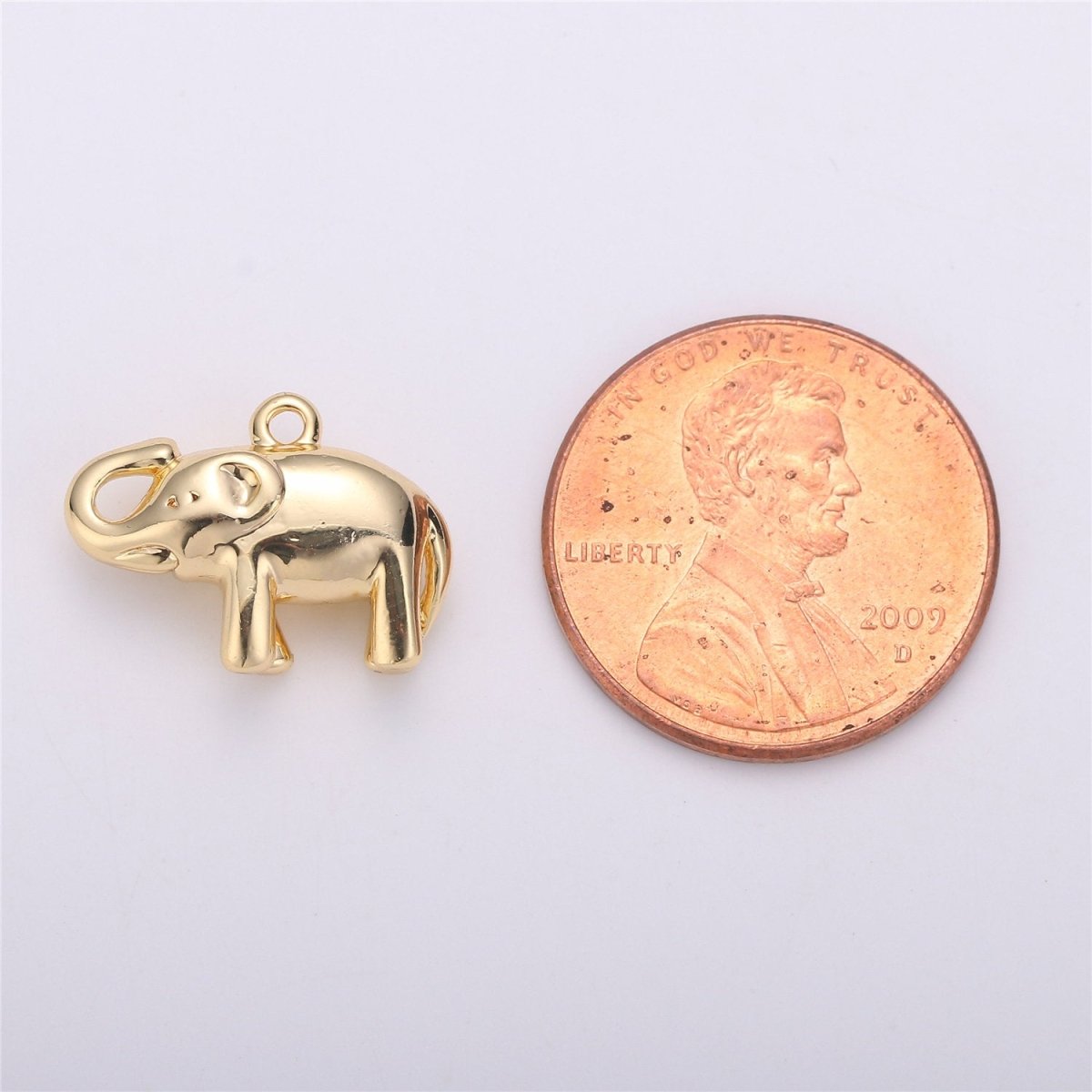 16K Gold Filled Elephant Animal Multidimensional 3D Charm in Gold &amp; Silver | C540