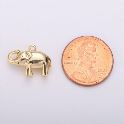 16K Gold Filled Elephant Animal Multidimensional 3D Charm in Gold &amp; Silver | C540