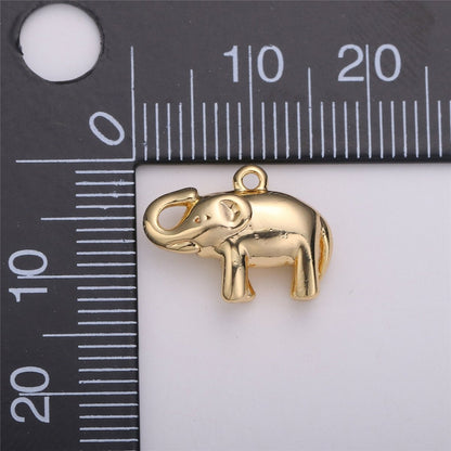 16K Gold Filled Elephant Animal Multidimensional 3D Charm in Gold &amp; Silver | C540