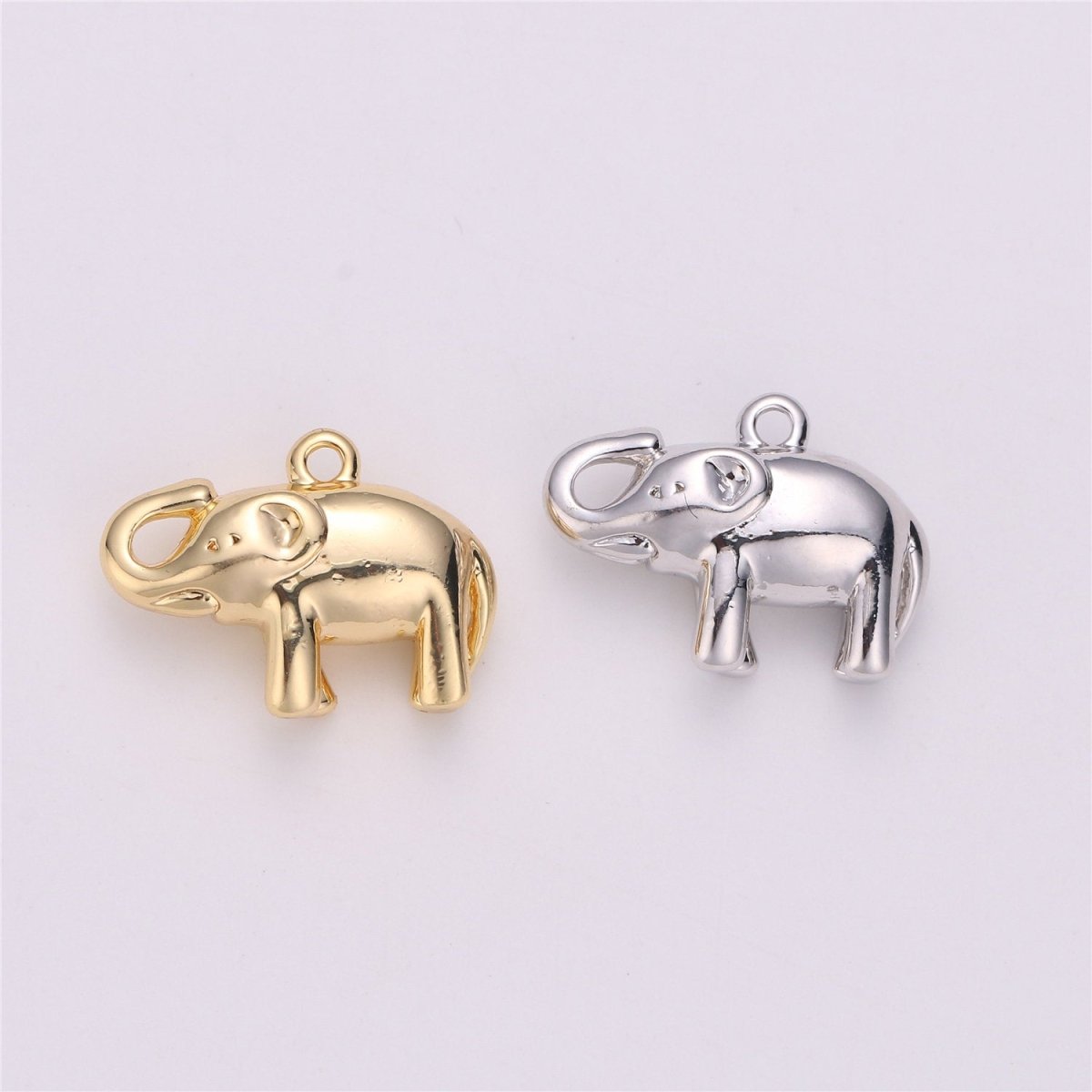 16K Gold Filled Elephant Animal Multidimensional 3D Charm in Gold &amp; Silver | C540