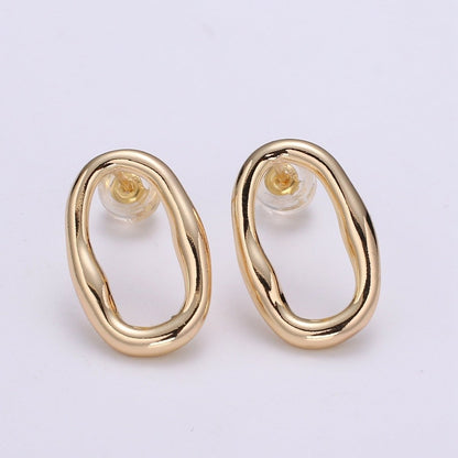 Ellips Design 18K Gold Stud Earring, Rose Gold Round for DIY Earring Craft Supply Jewelry Making Q-454