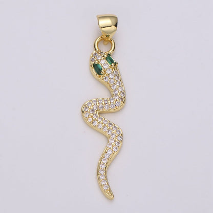 Emerald Green Gold Filled Snake Pendants  I-883~I-884