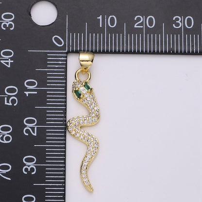 Emerald Green Gold Filled Snake Pendants  I-883~I-884