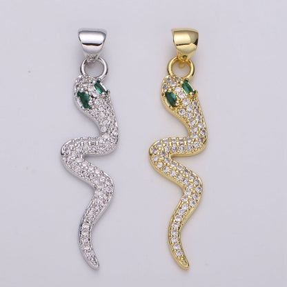 Emerald Green Gold Filled Snake Pendants  I-883~I-884