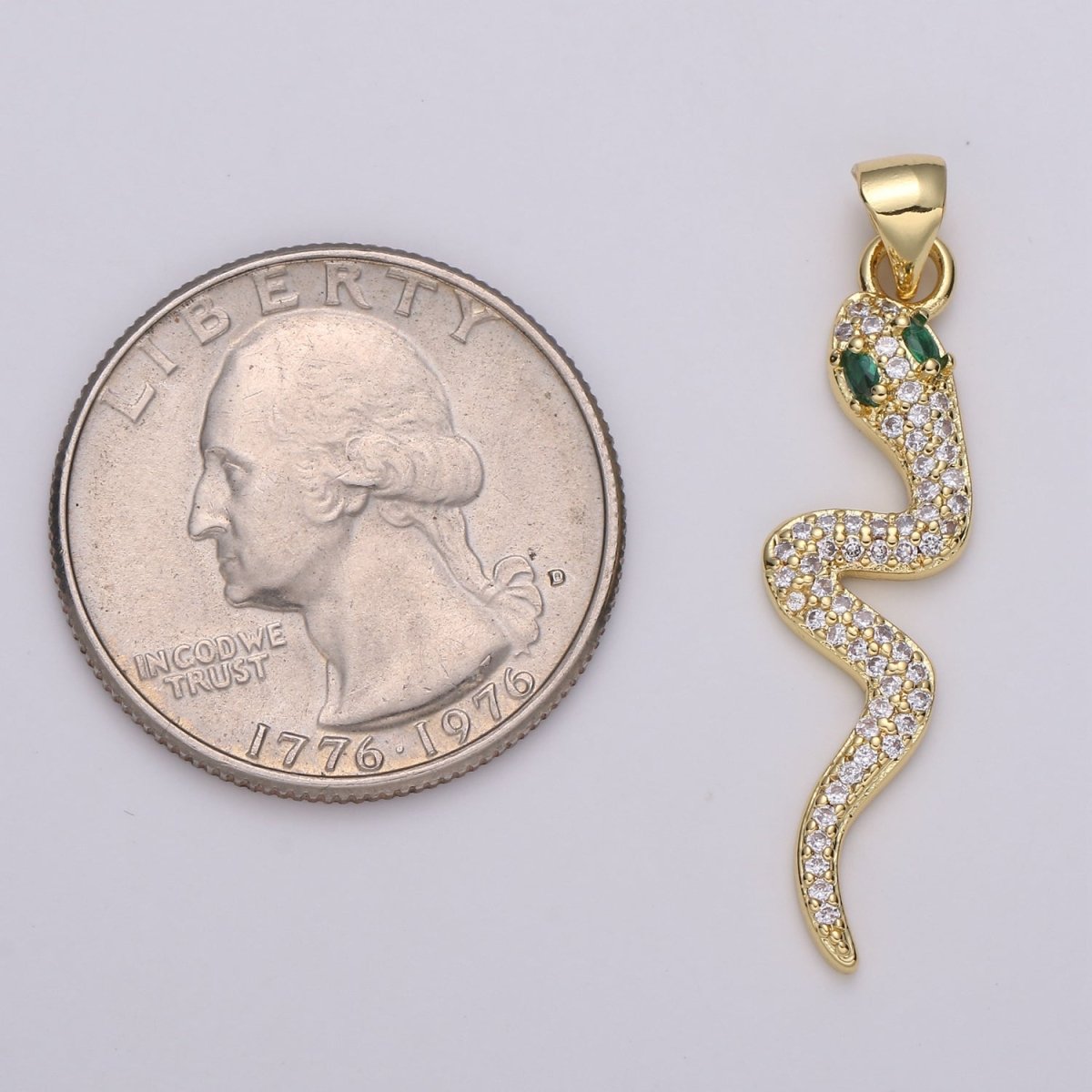 Emerald Green Gold Filled Snake Pendants  I-883~I-884