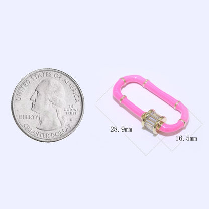 Enamel Carabiner Oval Screw Lock Clasp, Charm Link Connector 30x17mm L-373~L-382
