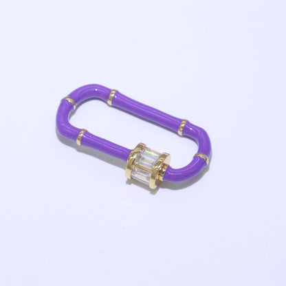 Enamel Carabiner Oval Screw Lock Clasp, Charm Link Connector 30x17mm L-373~L-382