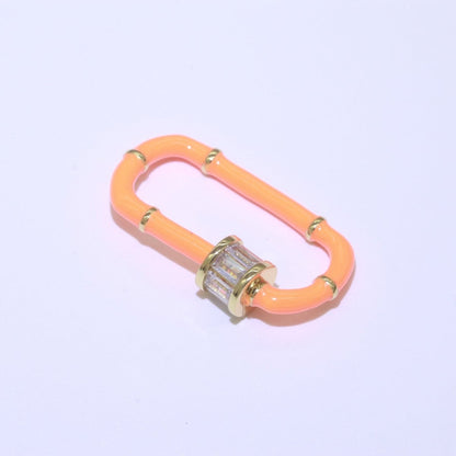 Enamel Carabiner Oval Screw Lock Clasp, Charm Link Connector 30x17mm L-373~L-382