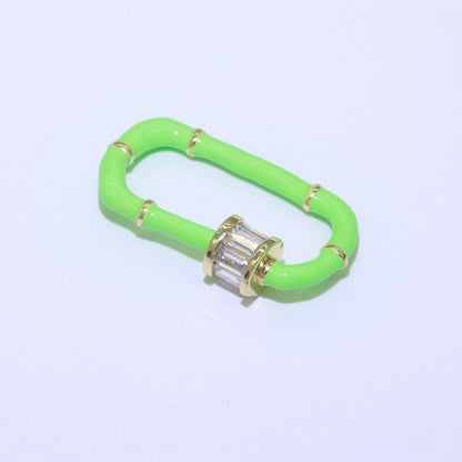 Enamel Carabiner Oval Screw Lock Clasp, Charm Link Connector 30x17mm L-373~L-382
