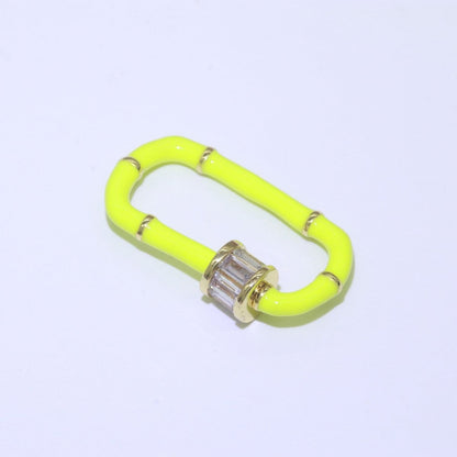 Enamel Carabiner Oval Screw Lock Clasp, Charm Link Connector 30x17mm L-373~L-382