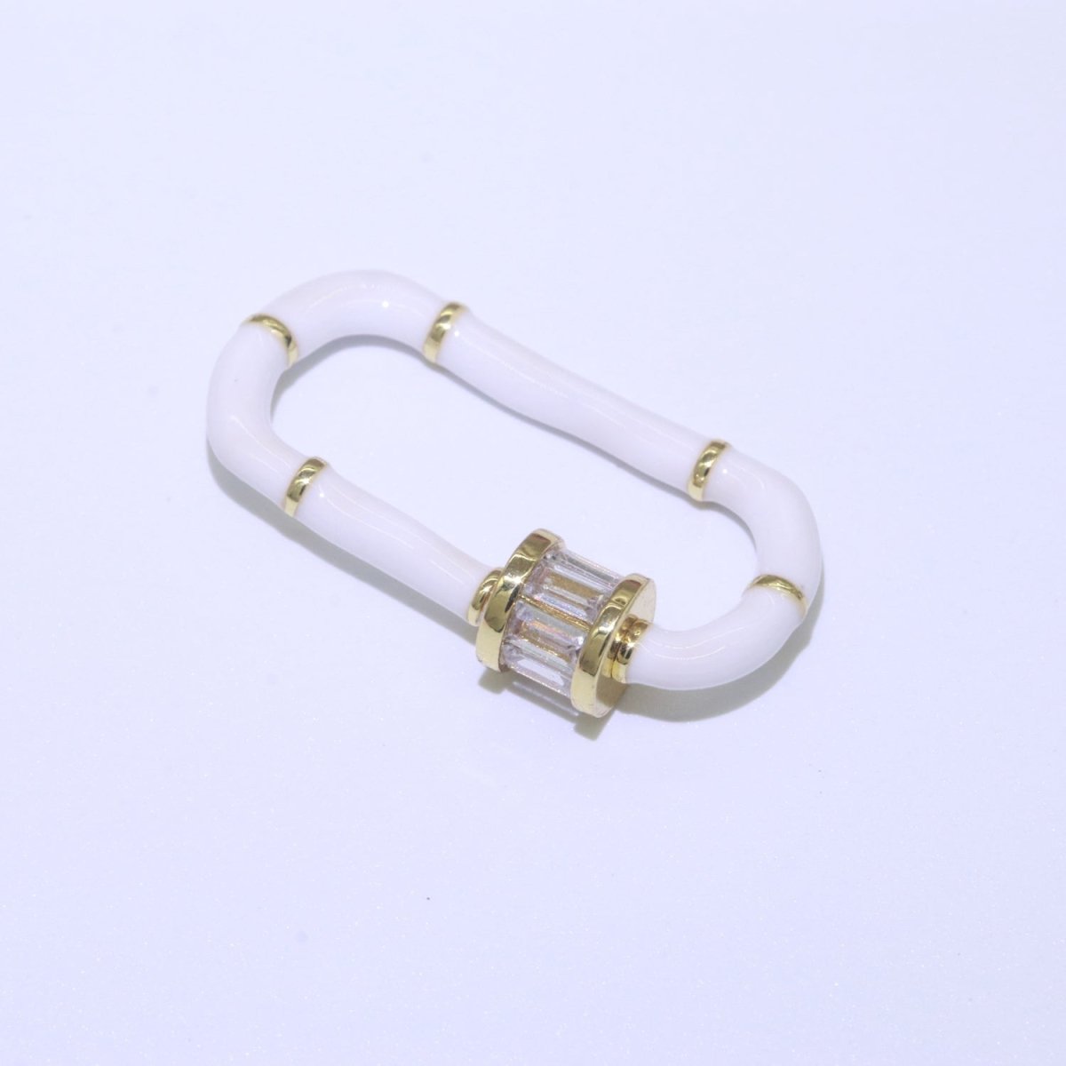 Enamel Carabiner Oval Screw Lock Clasp, Charm Link Connector 30x17mm L-373~L-382