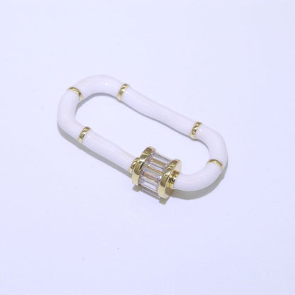 Enamel Carabiner Oval Screw Lock Clasp, Charm Link Connector 30x17mm L-373~L-382
