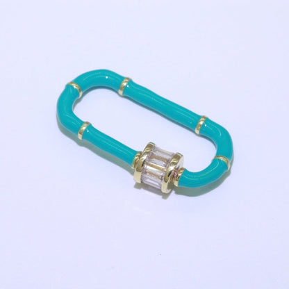 Enamel Carabiner Oval Screw Lock Clasp, Charm Link Connector 30x17mm L-373~L-382