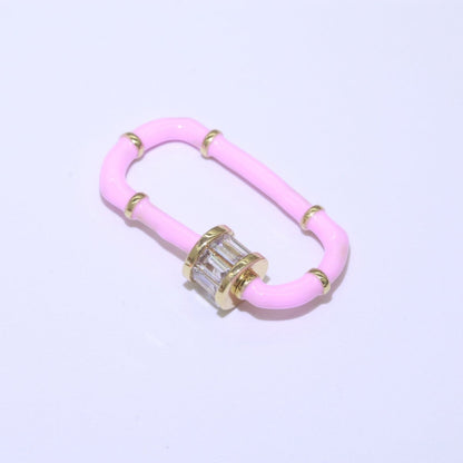 Enamel Carabiner Oval Screw Lock Clasp, Charm Link Connector 30x17mm L-373~L-382