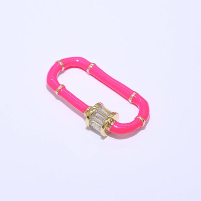 Enamel Carabiner Oval Screw Lock Clasp, Charm Link Connector 30x17mm L-373~L-382