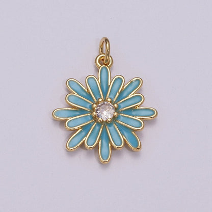 Enamel Daisy Charm Rainbow Various Color Daisy Flower Pendant for Necklace Bracelet Earring M-876 - M-887