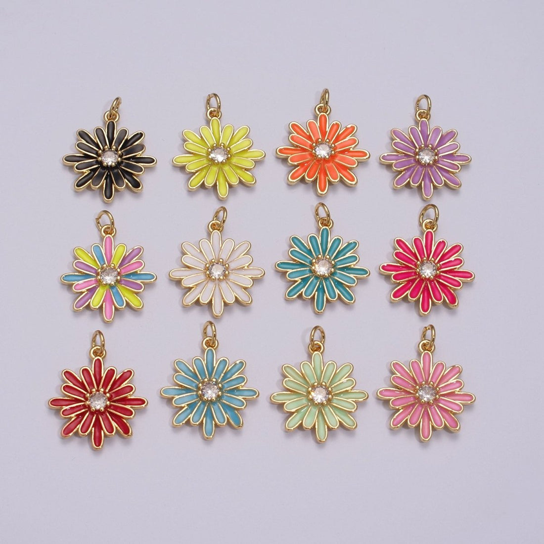 Enamel Daisy Charm Rainbow Various Color Daisy Flower Pendant for Necklace Bracelet Earring M-876 - M-887