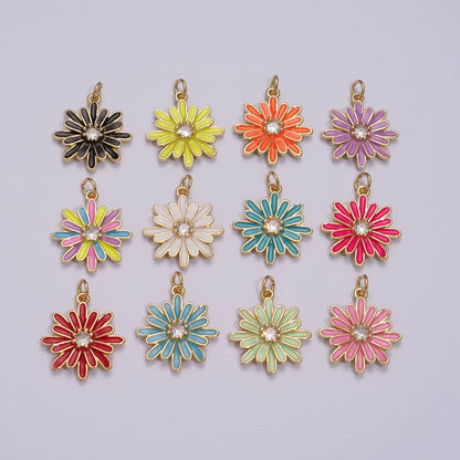 Enamel Daisy Charm Rainbow Various Color Daisy Flower Pendant for Necklace Bracelet Earring M-876 - M-887