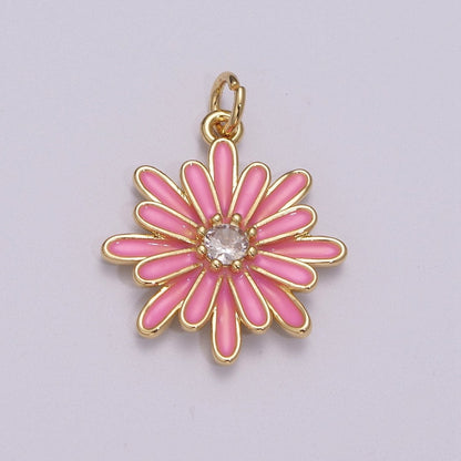 Enamel Daisy Charm Rainbow Various Color Daisy Flower Pendant for Necklace Bracelet Earring M-876 - M-887