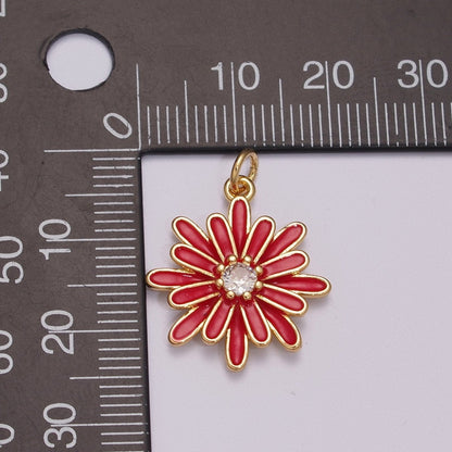 Enamel Daisy Charm Rainbow Various Color Daisy Flower Pendant for Necklace Bracelet Earring M-876 - M-887
