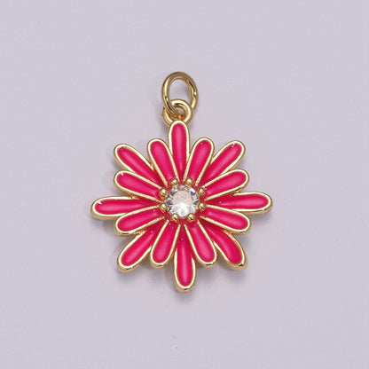 Enamel Daisy Charm Rainbow Various Color Daisy Flower Pendant for Necklace Bracelet Earring M-876 - M-887
