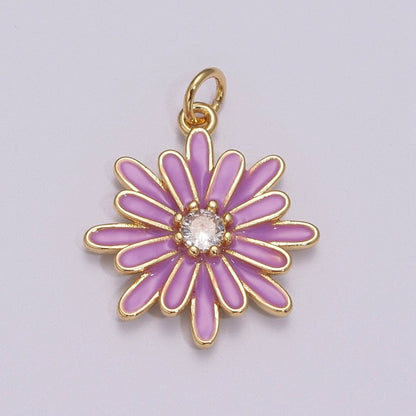 Enamel Daisy Charm Rainbow Various Color Daisy Flower Pendant for Necklace Bracelet Earring M-876 - M-887