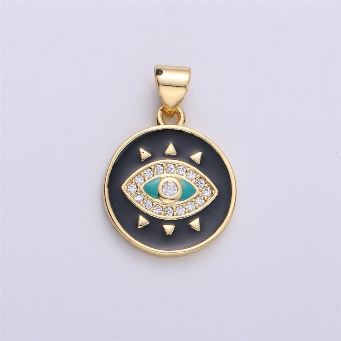 Enamel Evil Eye Charm, Red Blue White eye pendant, Enamel eye Pendant, Protection eye charm Coin Medallion Pendant 21x15mm I-174