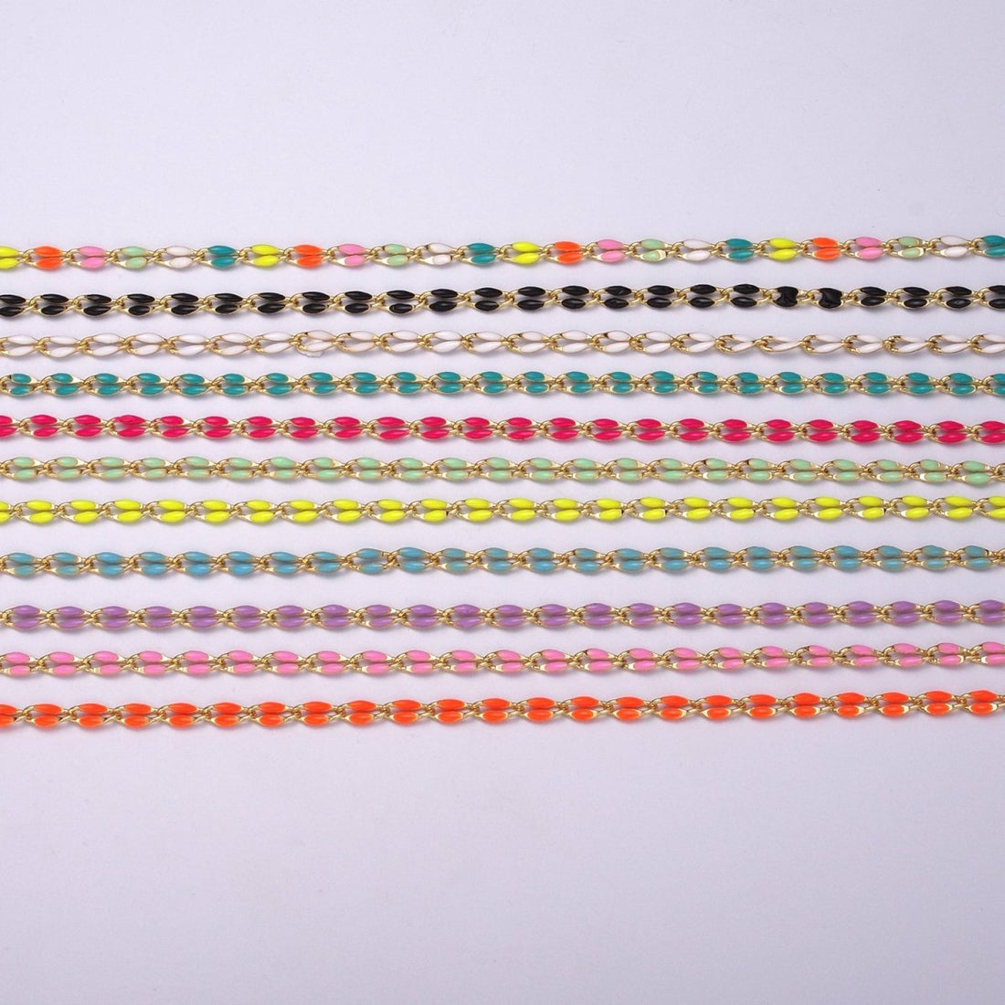 Enamel Gold Filled Colored Chain 2.9mm width Colorful Chain, Chunky Statement Chain Link chain 16, 18 inch + 2 inch extender | WA-337 to WA-358 Clearance Pricing