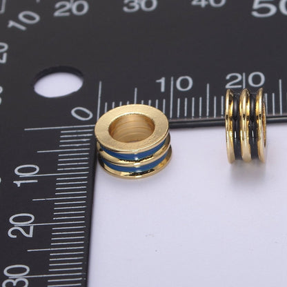 Enamel Gold Rondelle Spacer Beads, Big Hole Spacer Beads, Rondelle Spacer Bead for bracelet necklace supply B-130 B-132 B-135