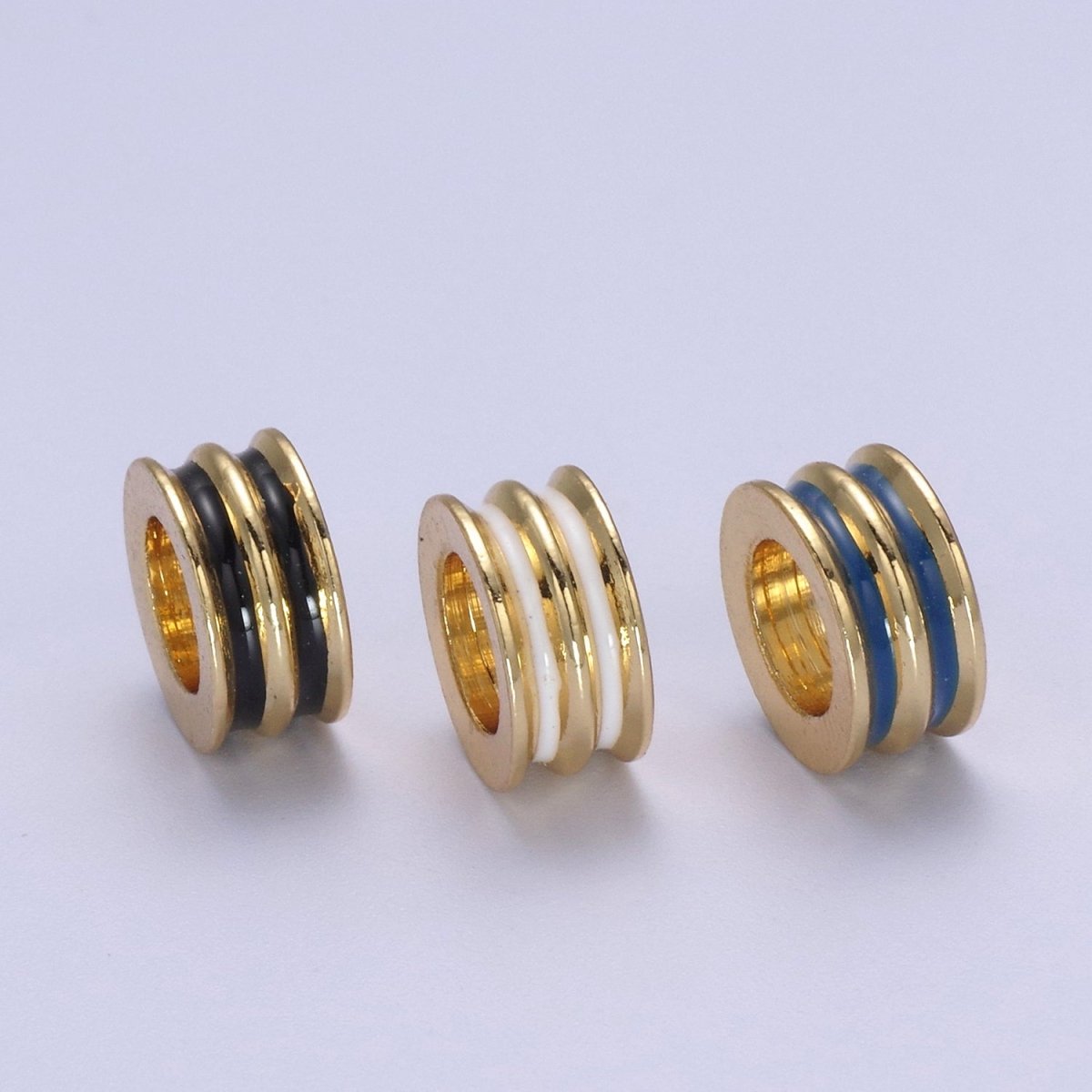 Enamel Gold Rondelle Spacer Beads, Big Hole Spacer Beads, Rondelle Spacer Bead for bracelet necklace supply B-130 B-132 B-135