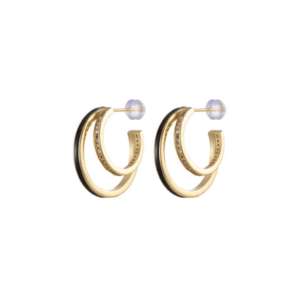 Enamel Hoops Gold, 14K Gold Filled Hoops, Large Gold Hoop Earrings, Small Hoops Black Pink Red White Earrings, Chunky Light Hoops P-206
