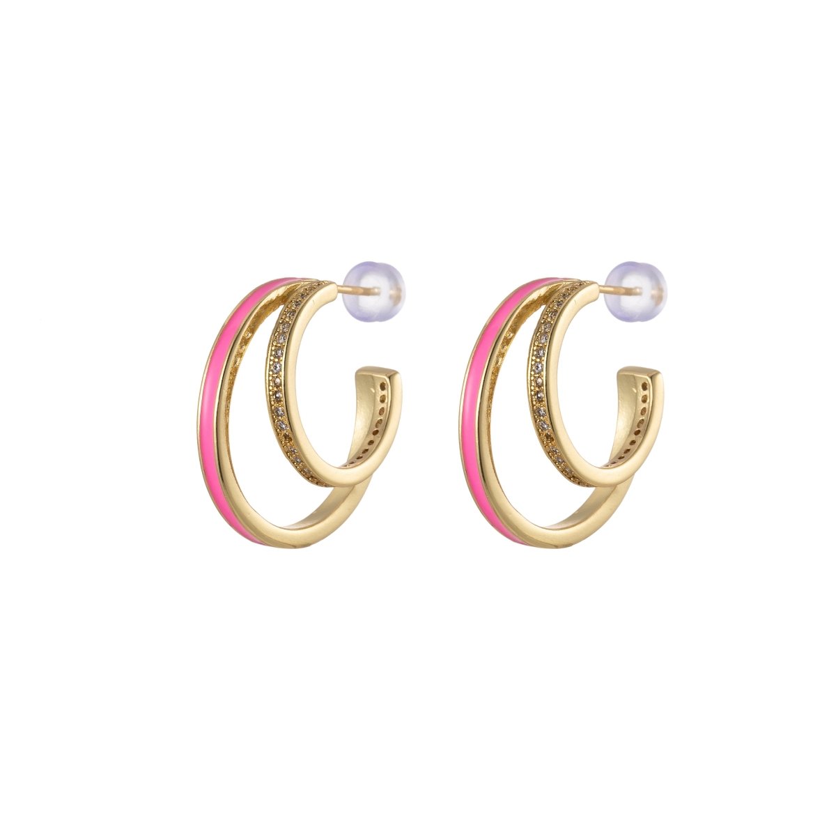 Enamel Hoops Gold, 14K Gold Filled Hoops, Large Gold Hoop Earrings, Small Hoops Black Pink Red White Earrings, Chunky Light Hoops P-206