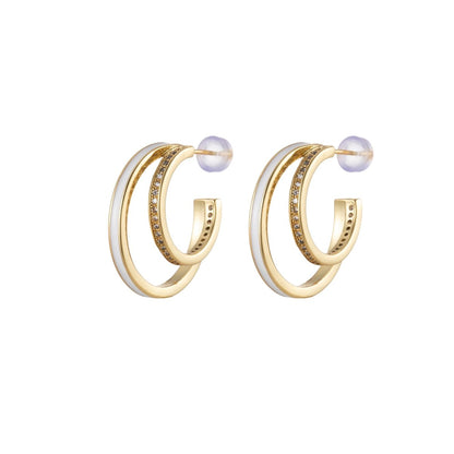 Enamel Hoops Gold, 14K Gold Filled Hoops, Large Gold Hoop Earrings, Small Hoops Black Pink Red White Earrings, Chunky Light Hoops P-206