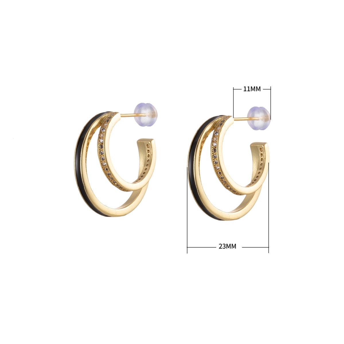 Enamel Hoops Gold, 14K Gold Filled Hoops, Large Gold Hoop Earrings, Small Hoops Black Pink Red White Earrings, Chunky Light Hoops P-206