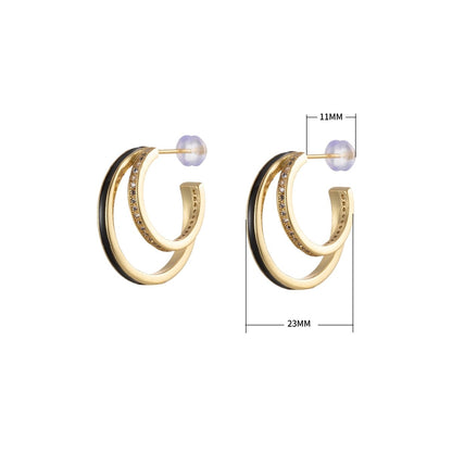 Enamel Hoops Gold, 14K Gold Filled Hoops, Large Gold Hoop Earrings, Small Hoops Black Pink Red White Earrings, Chunky Light Hoops P-206