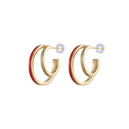Enamel Hoops Gold, 14K Gold Filled Hoops, Large Gold Hoop Earrings, Small Hoops Black Pink Red White Earrings, Chunky Light Hoops P-206