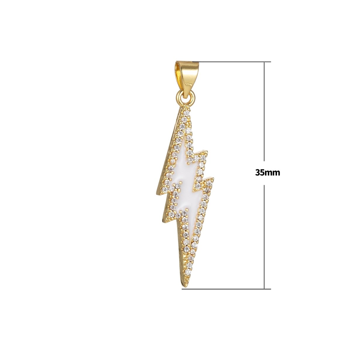 Enamel Lighting Gold Micro Pave Charm Lightning Bolt Pendant, Statement Bold Bolt, Wizard Charm, Thunder Pendant for Necklace H-846 H-852