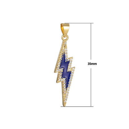 Enamel Lighting Gold Micro Pave Charm Lightning Bolt Pendant, Statement Bold Bolt, Wizard Charm, Thunder Pendant for Necklace H-846 H-852