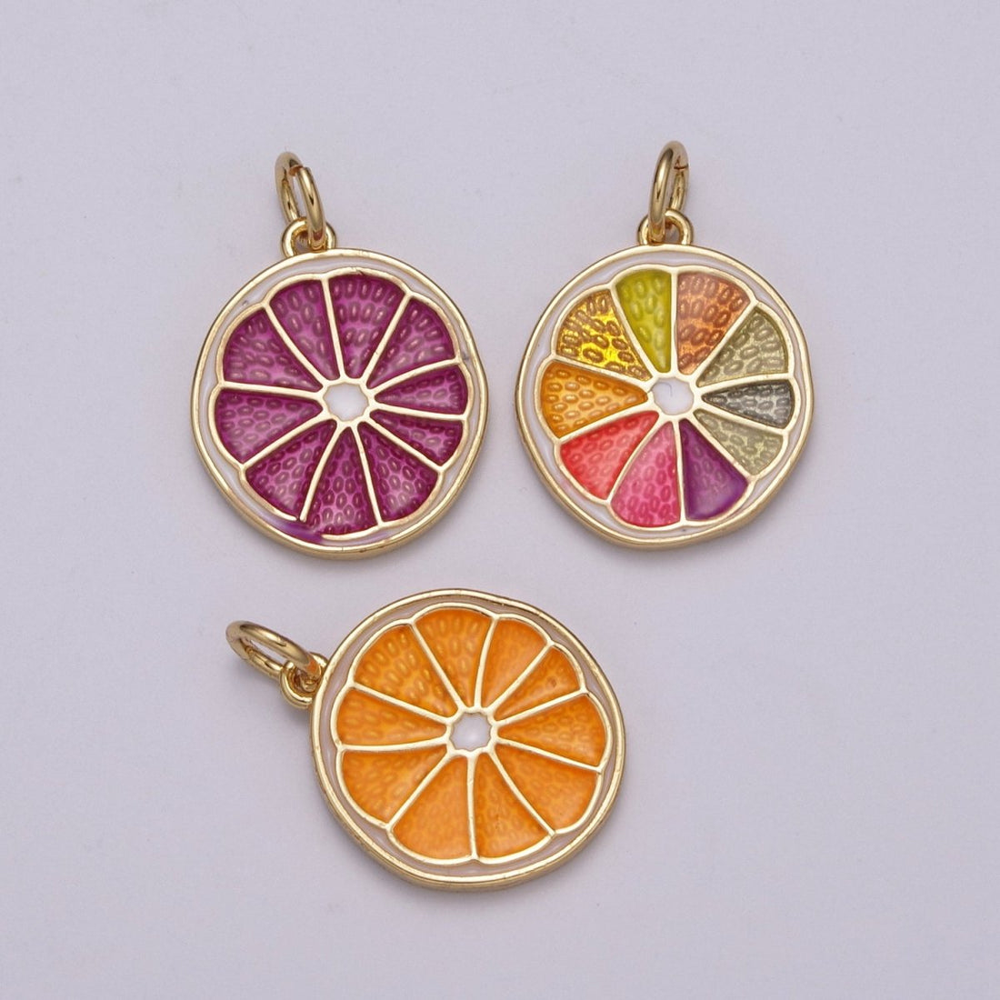 Enamel Orange Charm Fruit Pendant 14k Gold Filled Charm Bracelet Necklace Jewelry Finding, M-818- M-820