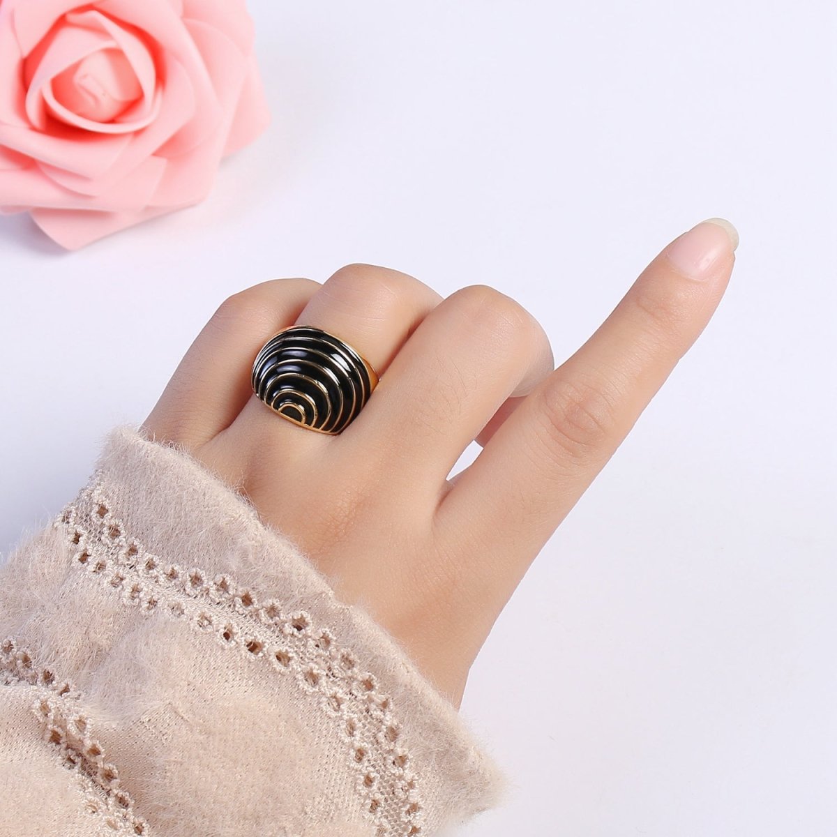 Enamel Rainbow Dome Ring for Women in Gold Chunky Bold Enamel Ring Signet Statement Ring y2k Jewelry U-083~U-093